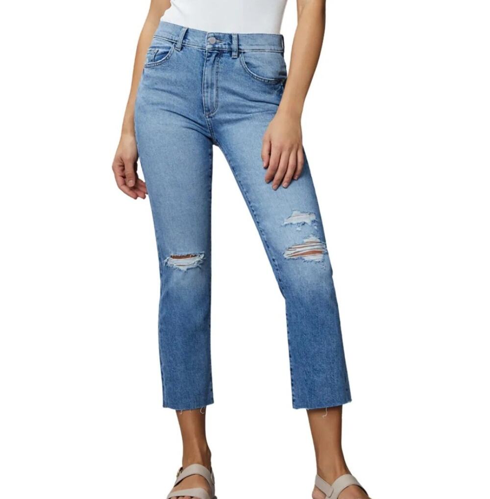 DL1961 NWT Straight High Rise Vintage Ankle 31x27 Doplet Distressed Blue Jeans